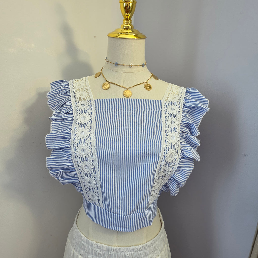 Top Rayures & dentelle Bohème