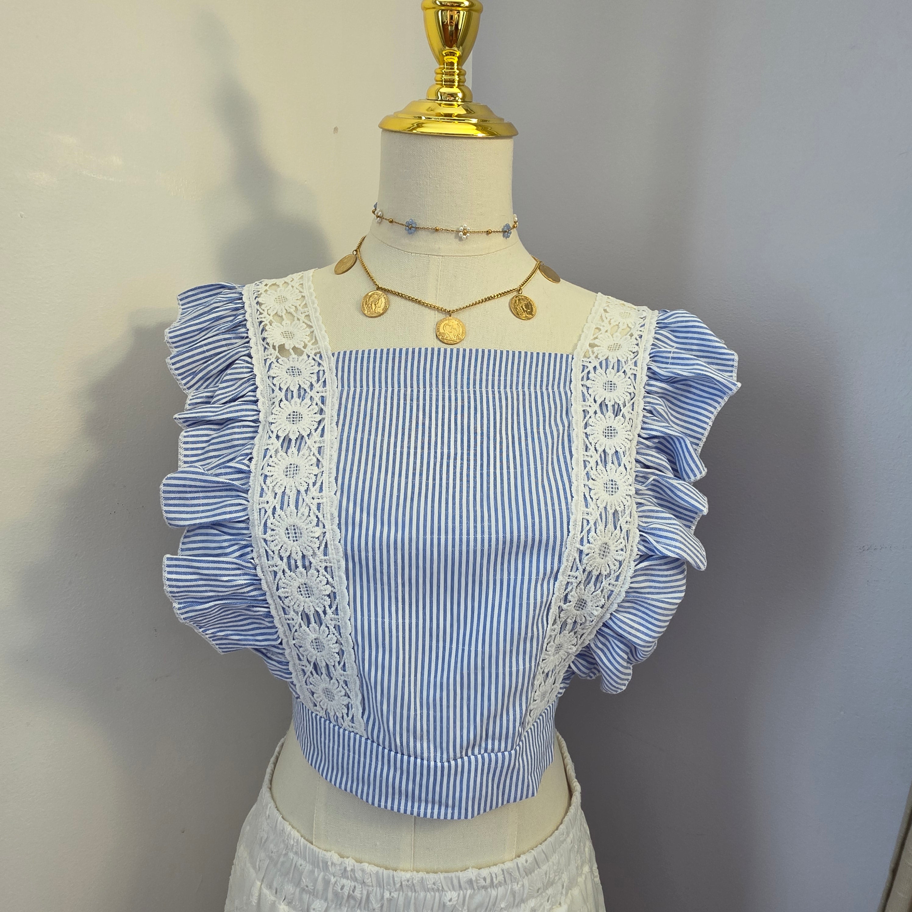 Top Rayures & dentelle Bohème