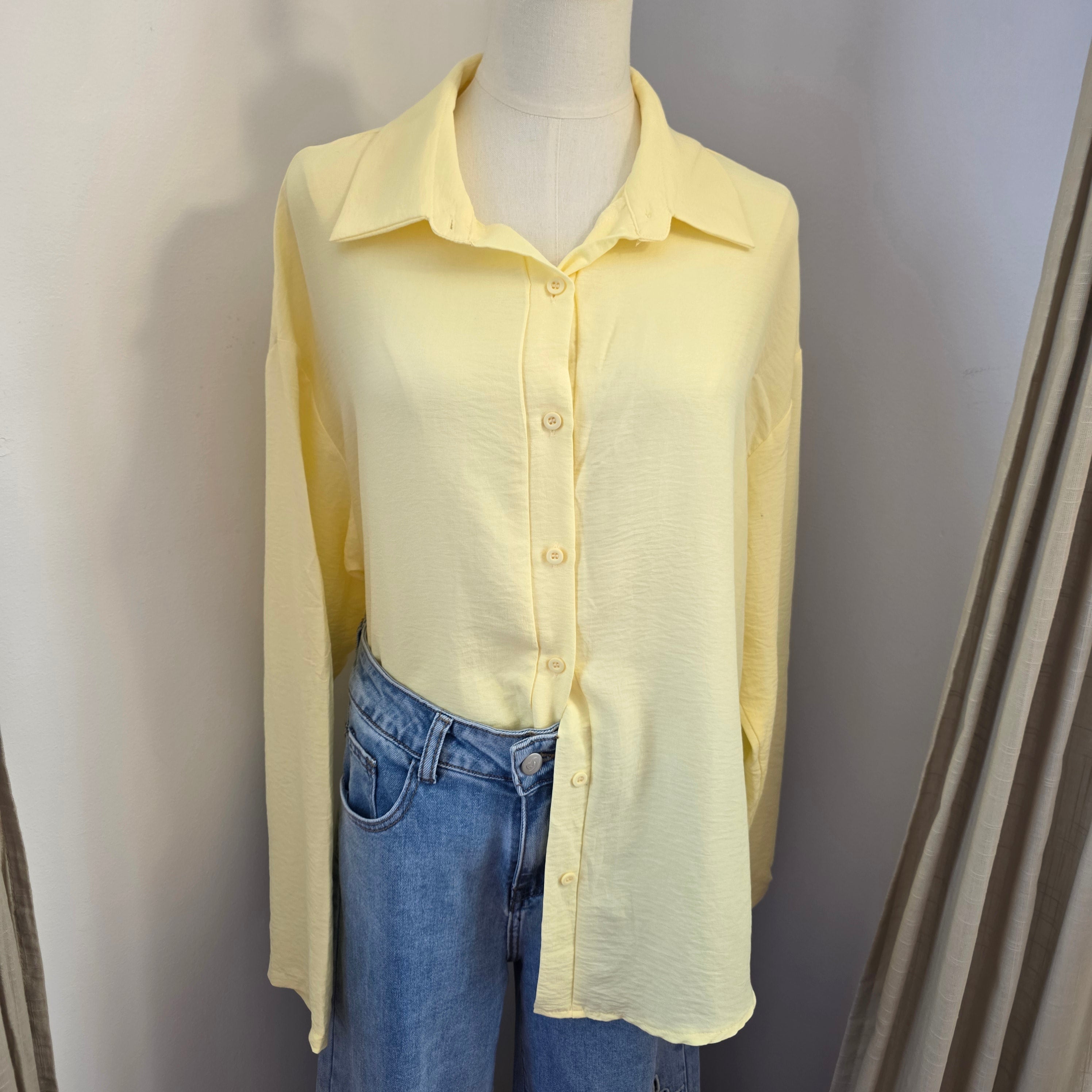 Chemise fluide oeil protecteur - Jaune pastel