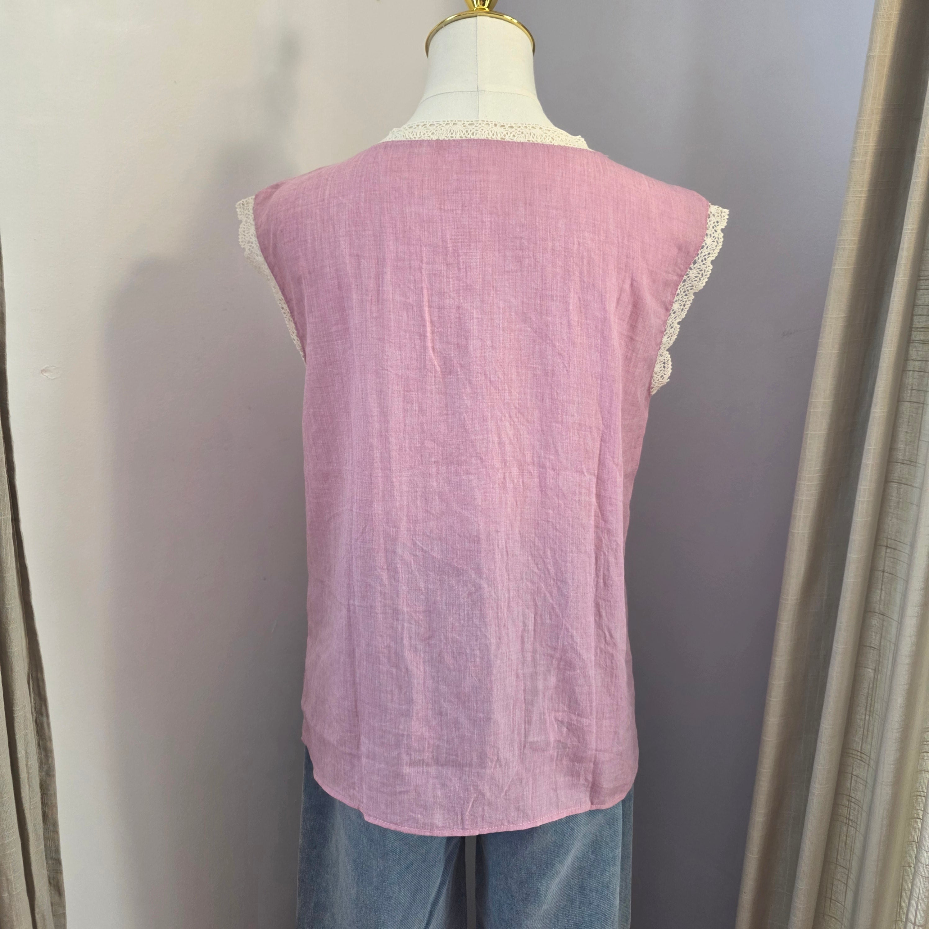 Top dentelé Rose