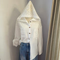 Chemise Blanche Bohème à Capuche Dentelle