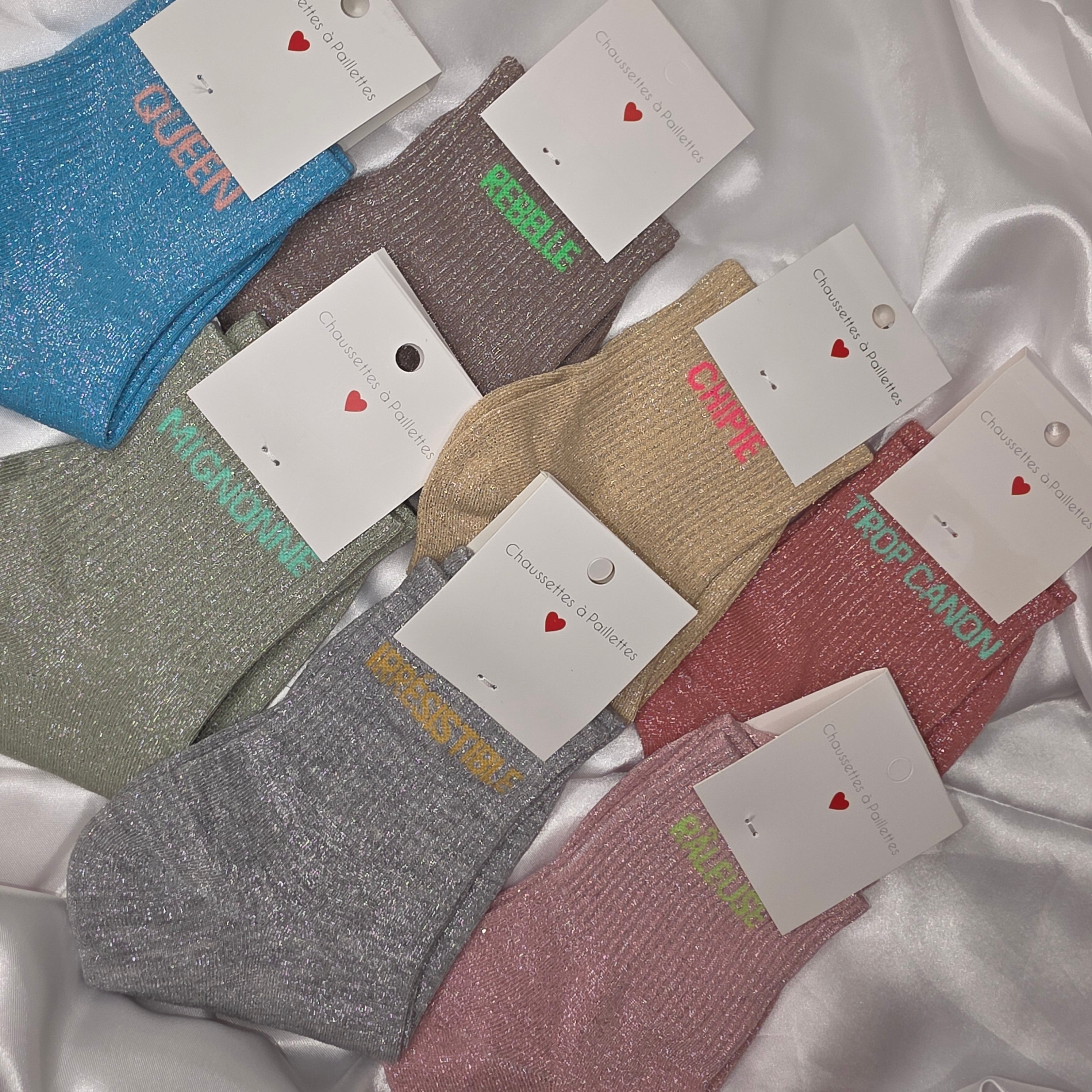 Chaussettes à Paillettes Message