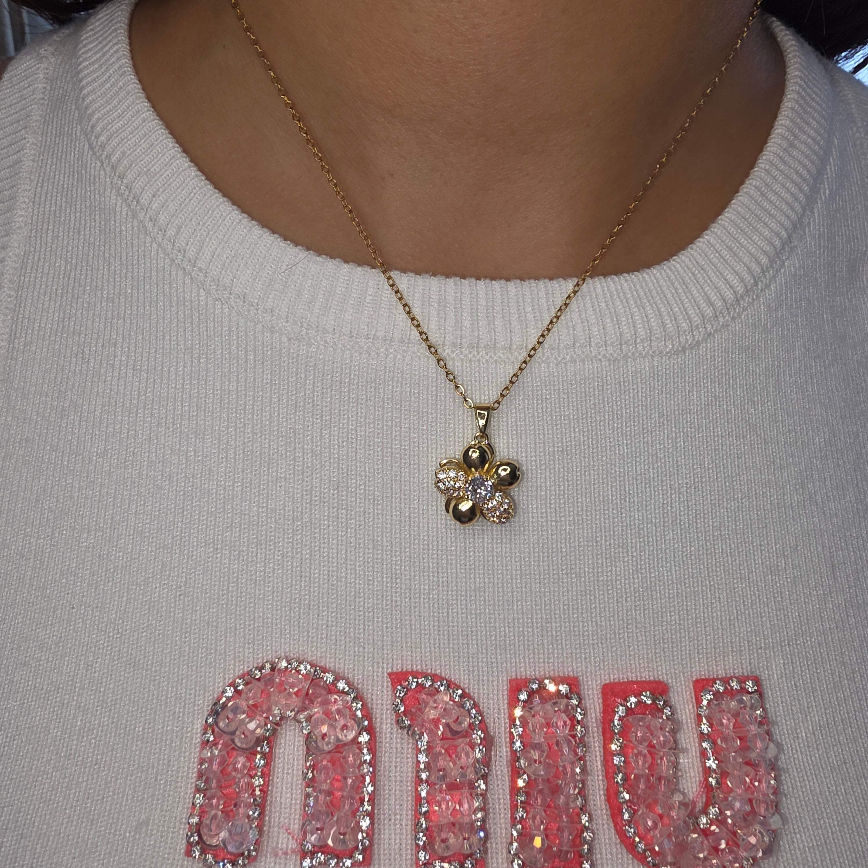 Collier Anti-Stress Fleur Dorée
