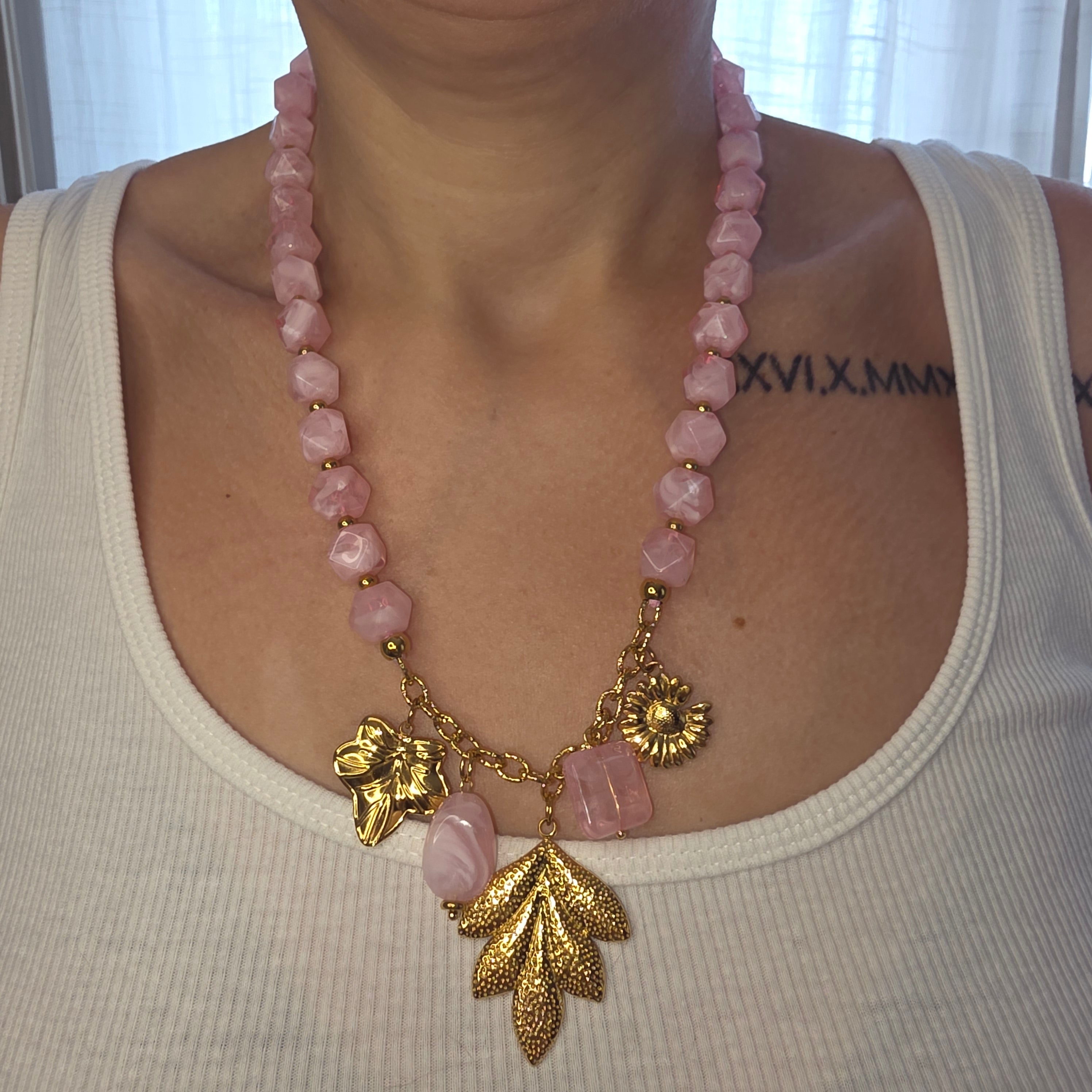 Collier Feuille Rosée
