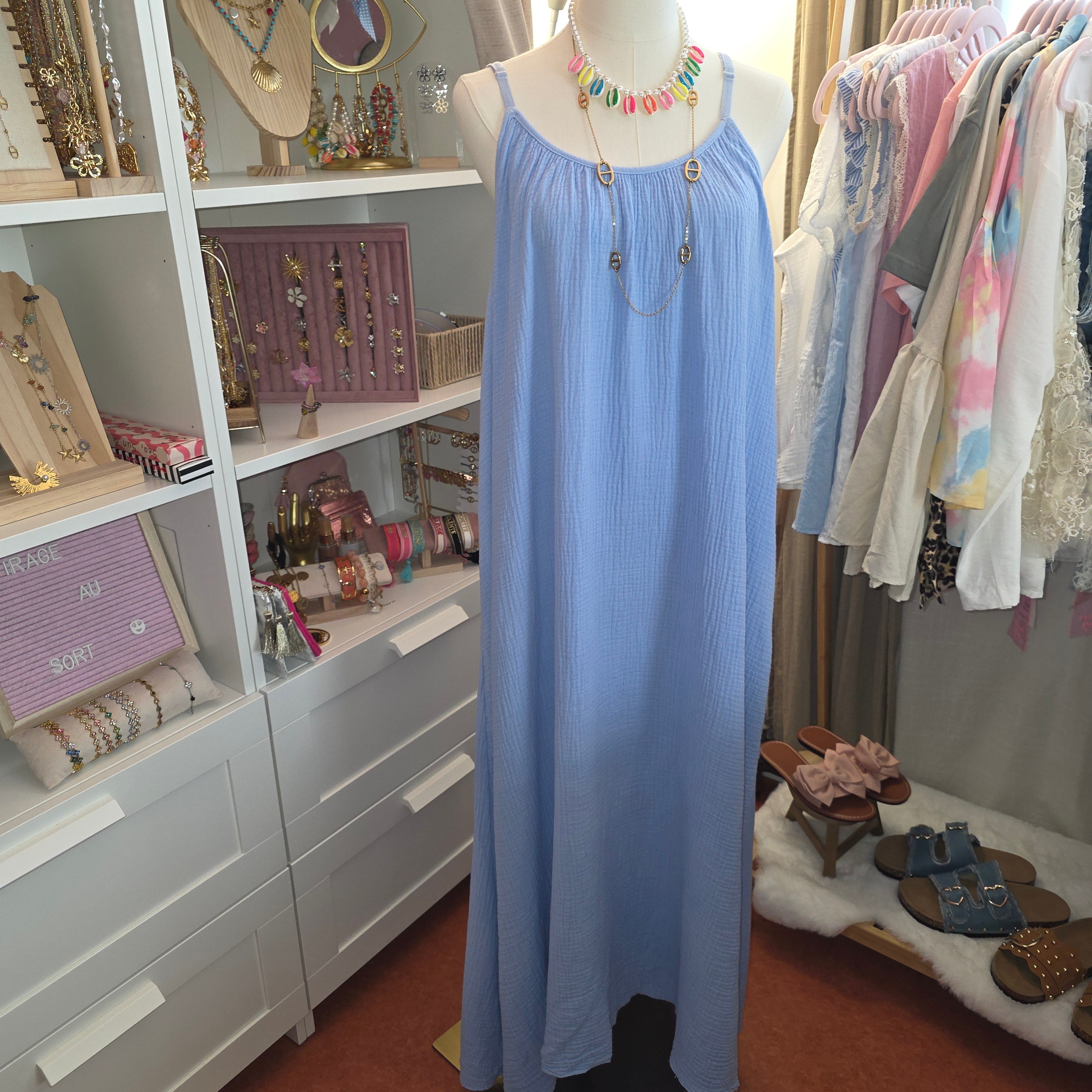 Robe Longue Gaze de Coton – Élégance Bohème - Différentes couleurs
