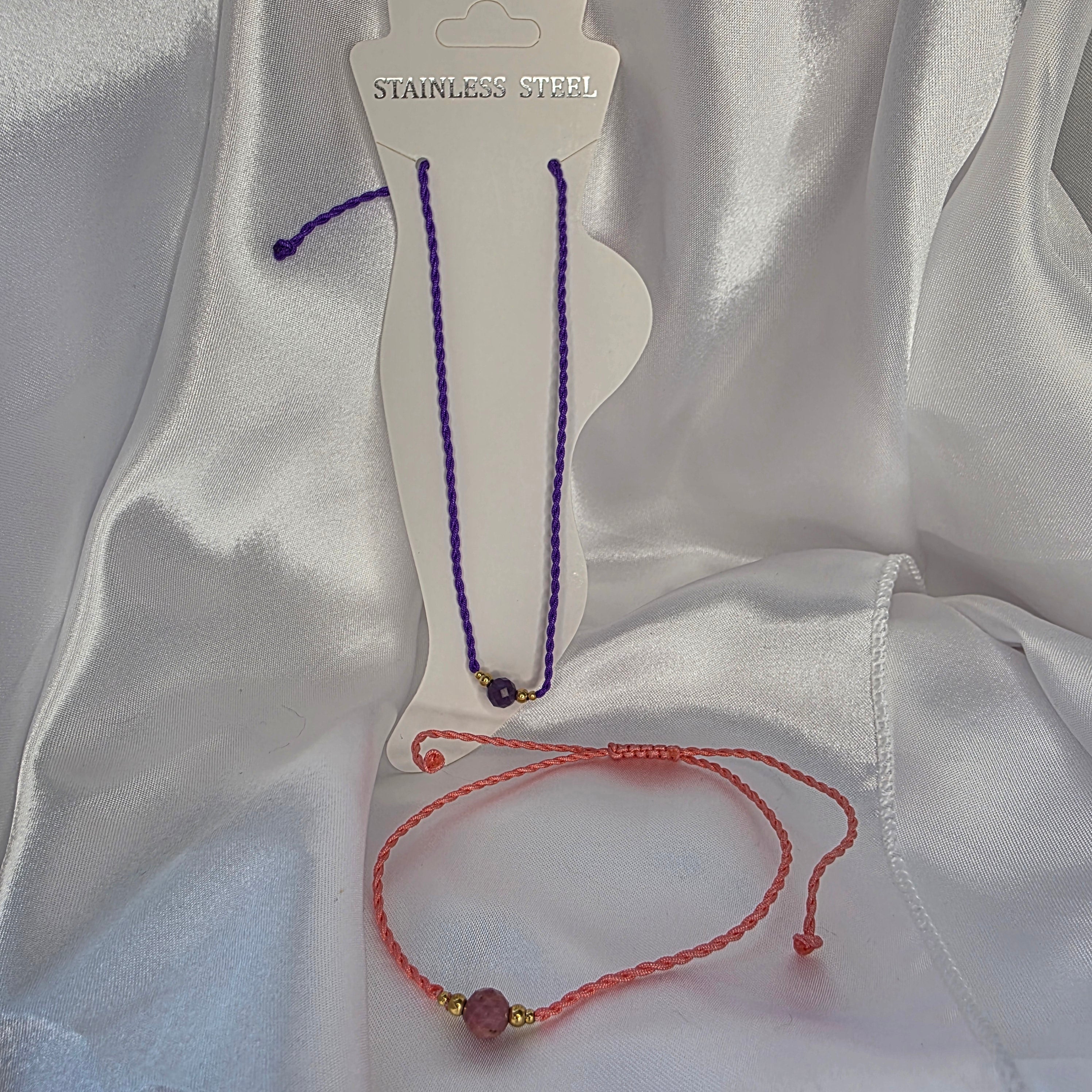 Bracelet de cheville cordon pierre naturelle