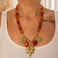 Collier Feuille Ambrée
