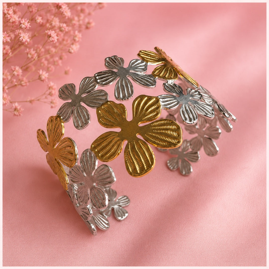 Bracelet Fleurs Bicolore