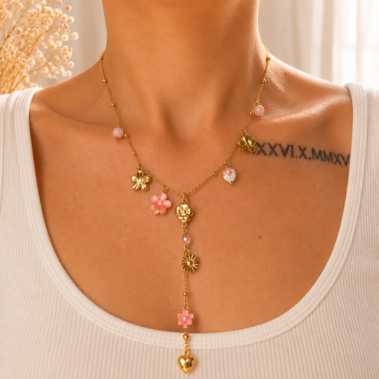 Collier Jardin Romantique Rose