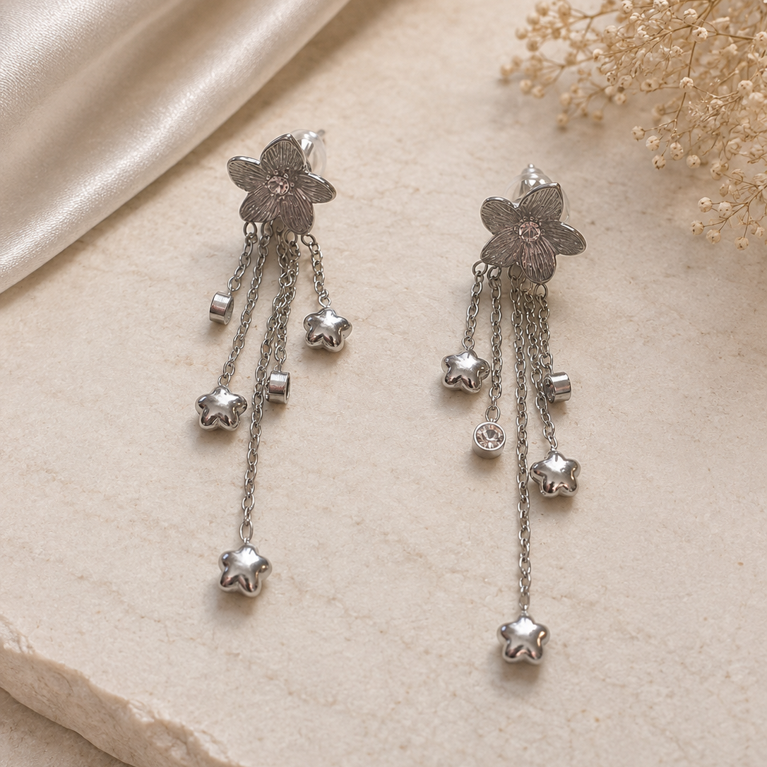 Boucles d'oreilles Multi-Fleurs Argenté