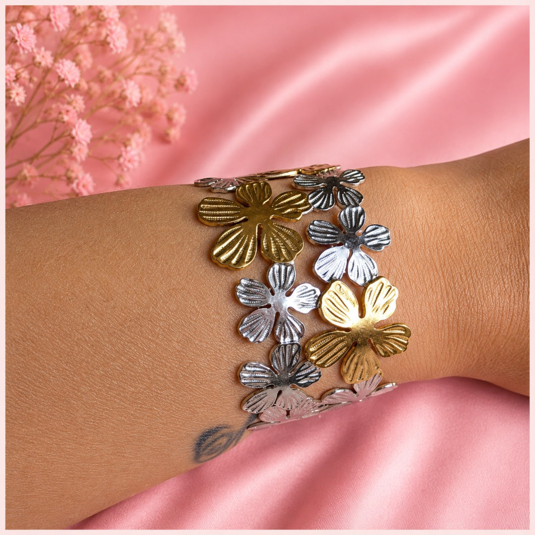 Bracelet Fleurs Bicolore