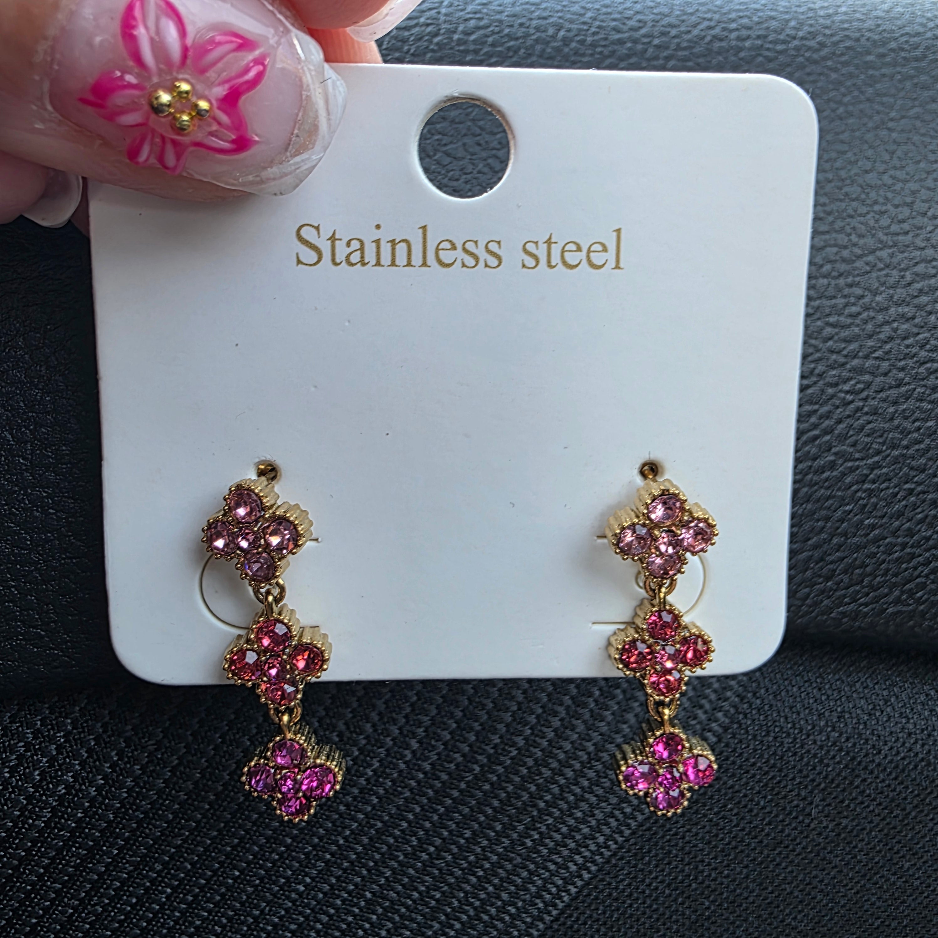 Boucles d'oreilles trèfle Mallaury Rose
