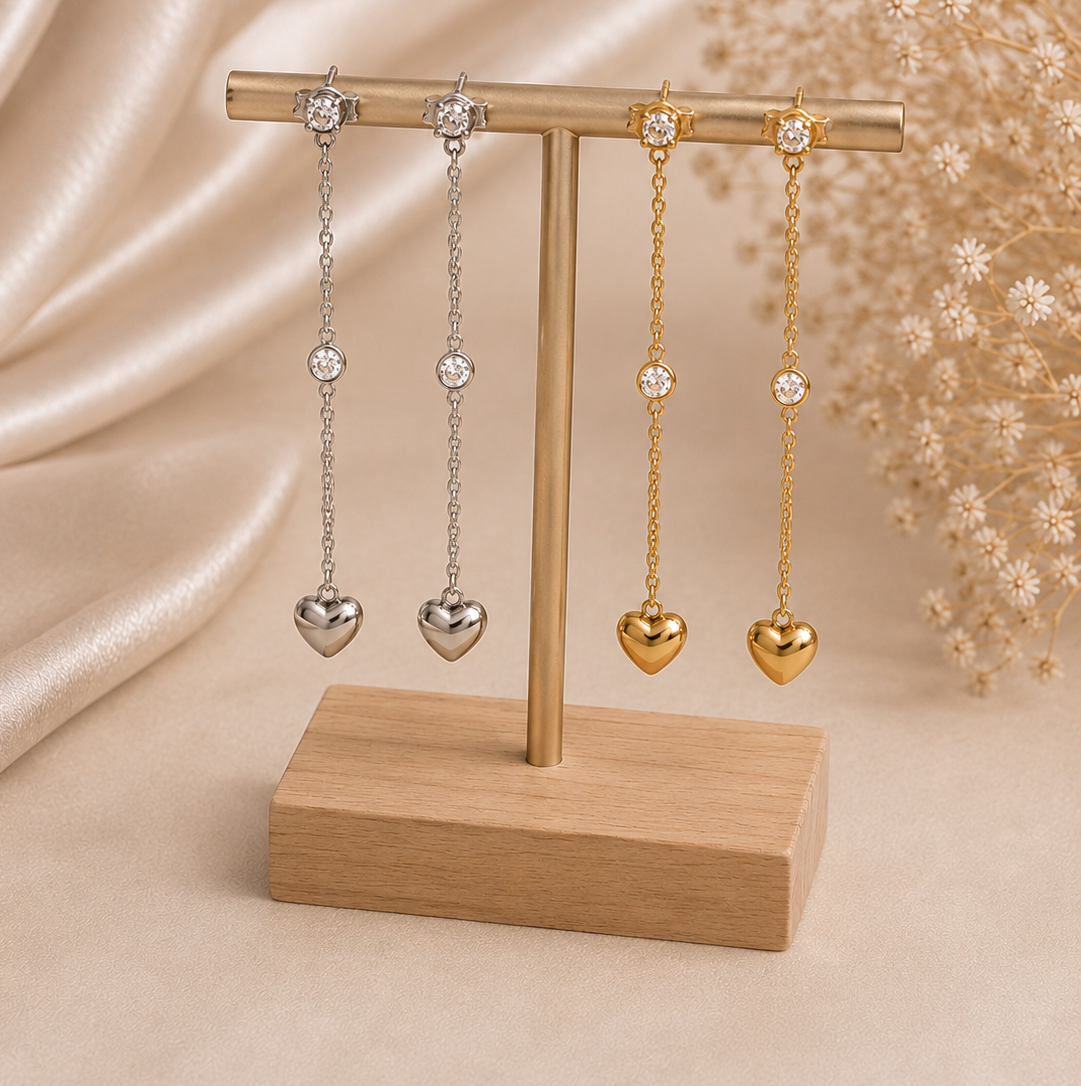 Boucles d'oreilles Coeur Strass pendante