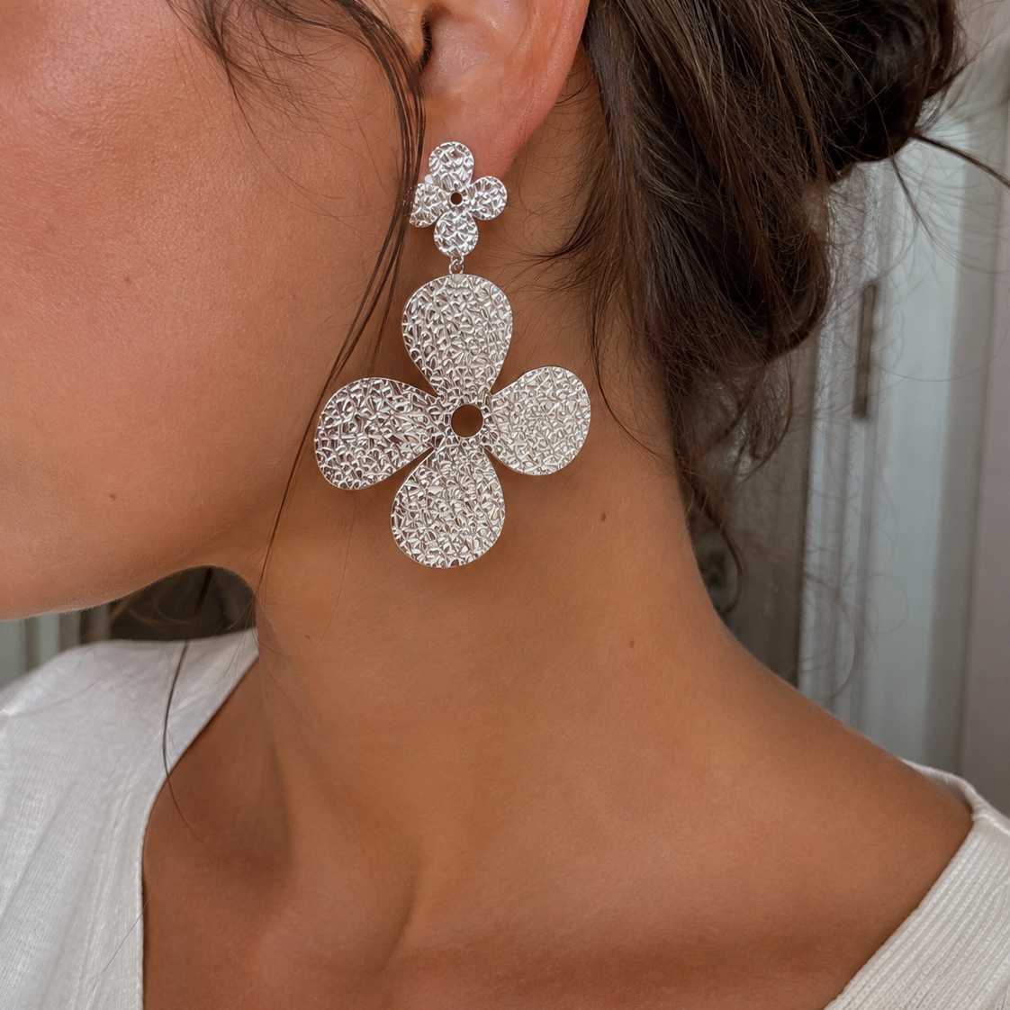 Boucles d’oreilles Fleur d'argent