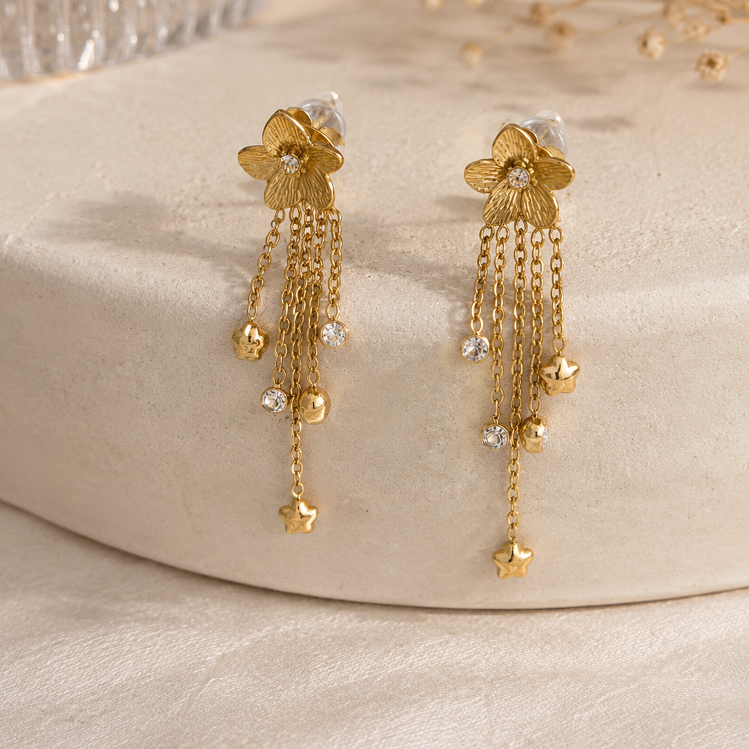 Boucles d'oreilles Multi-Fleurs Doré