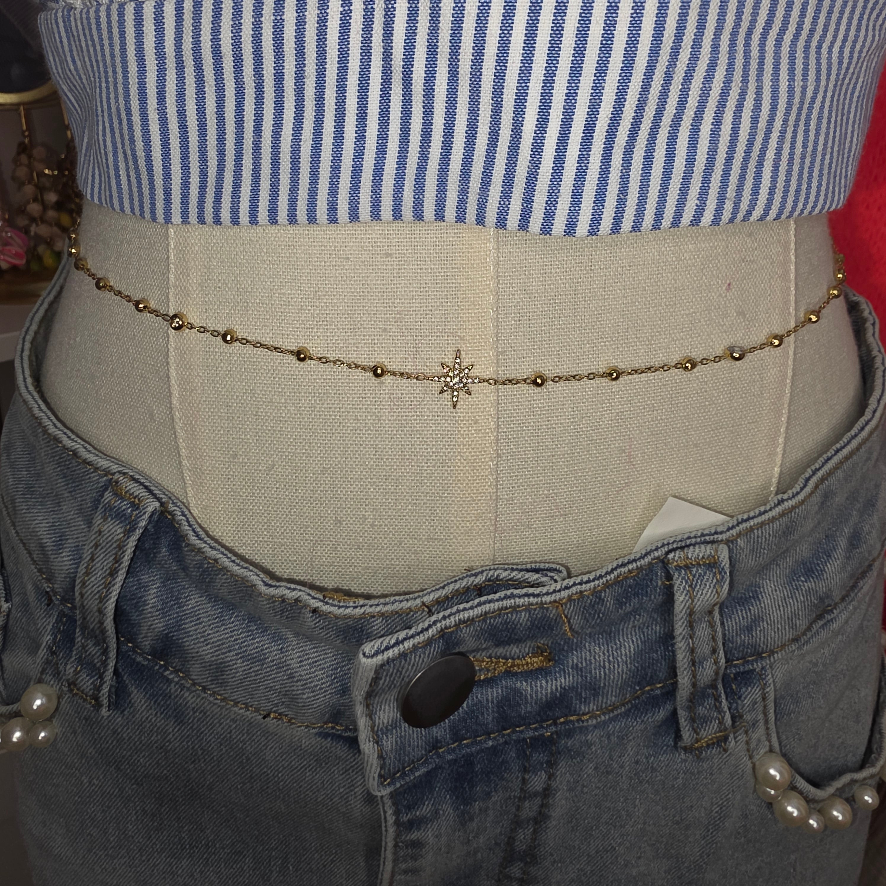 Chaîne de ventre étoile/strass