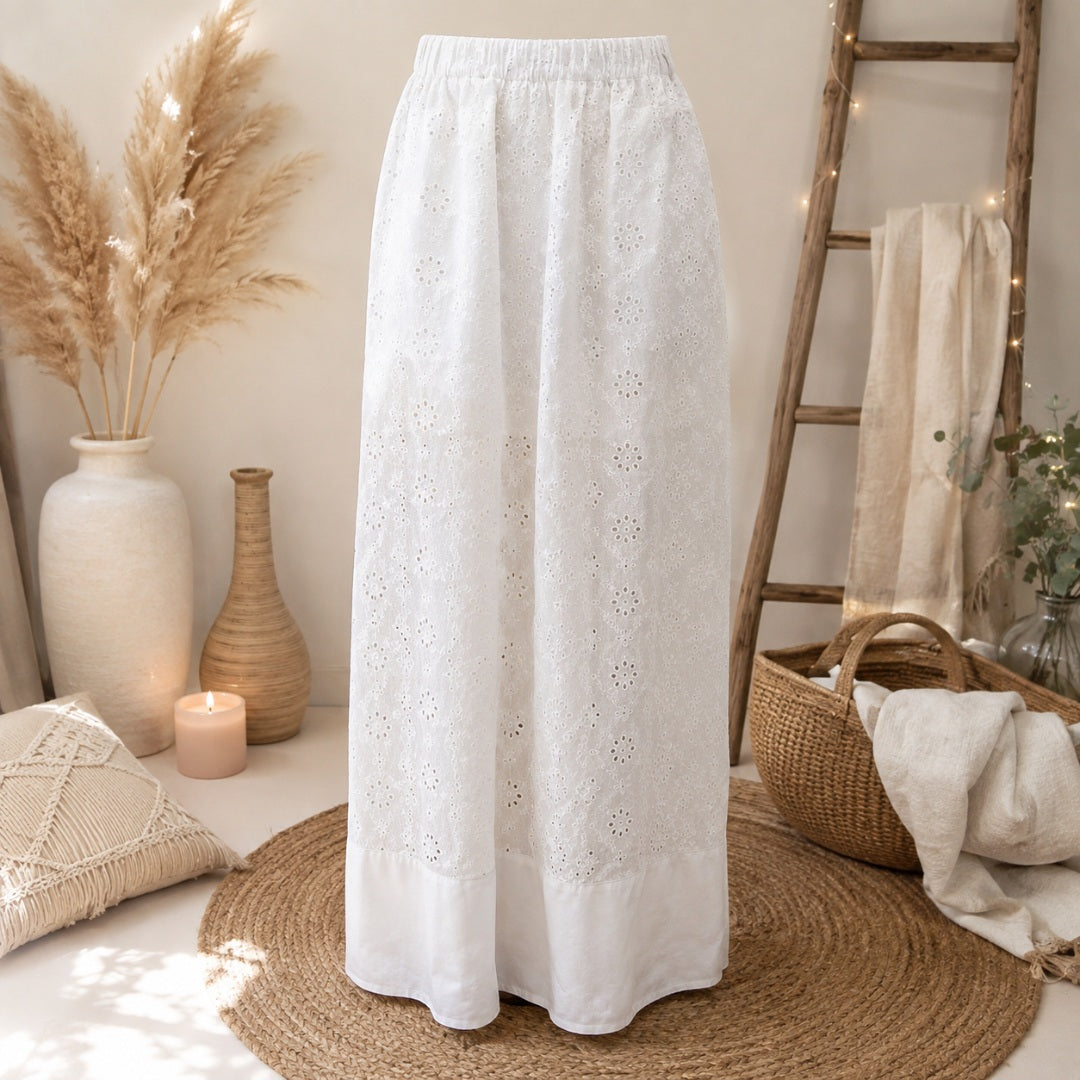 Pantalon Bohème Broderie Anglaise