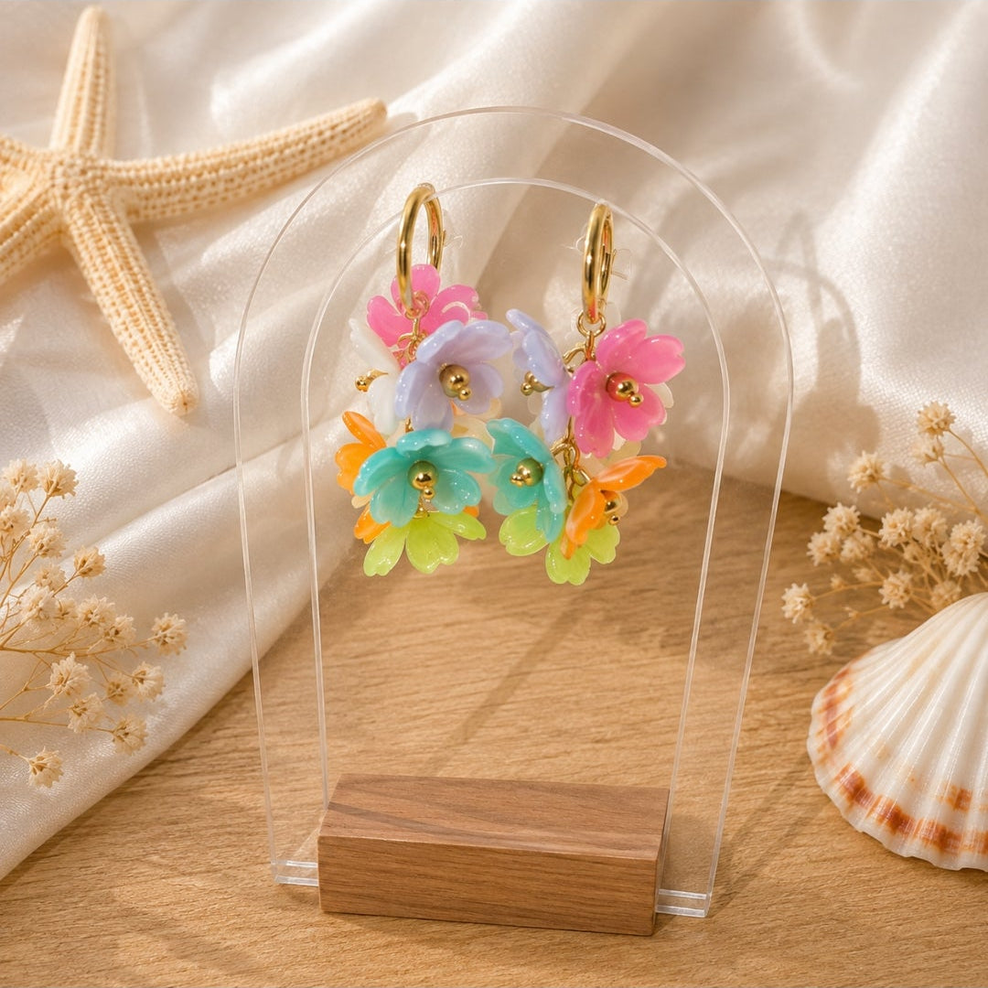Boucles d'oreilles Fleurs multicolores