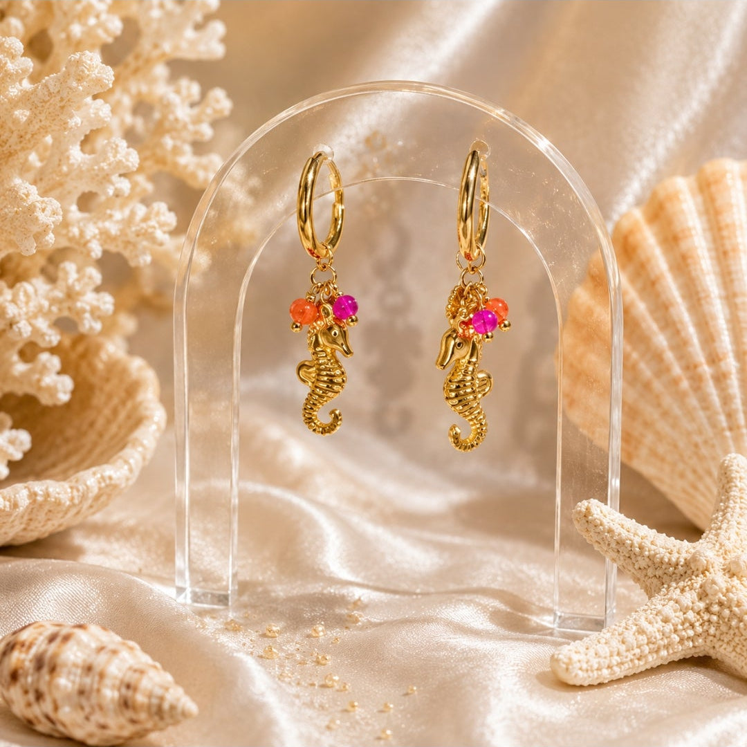 Boucles d'oreilles Hippocampe Doré