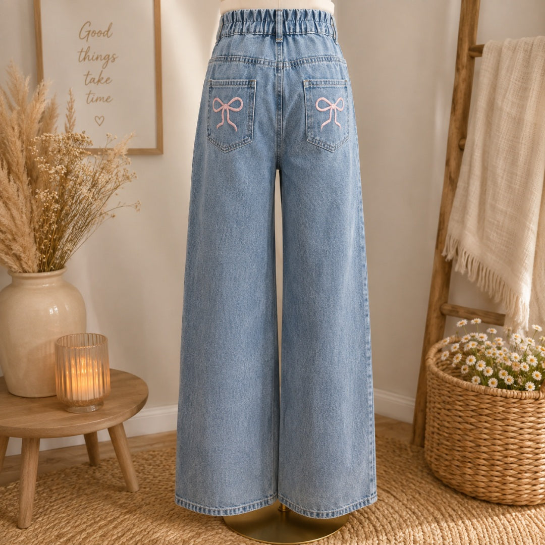 Jeans nœuds rosés
