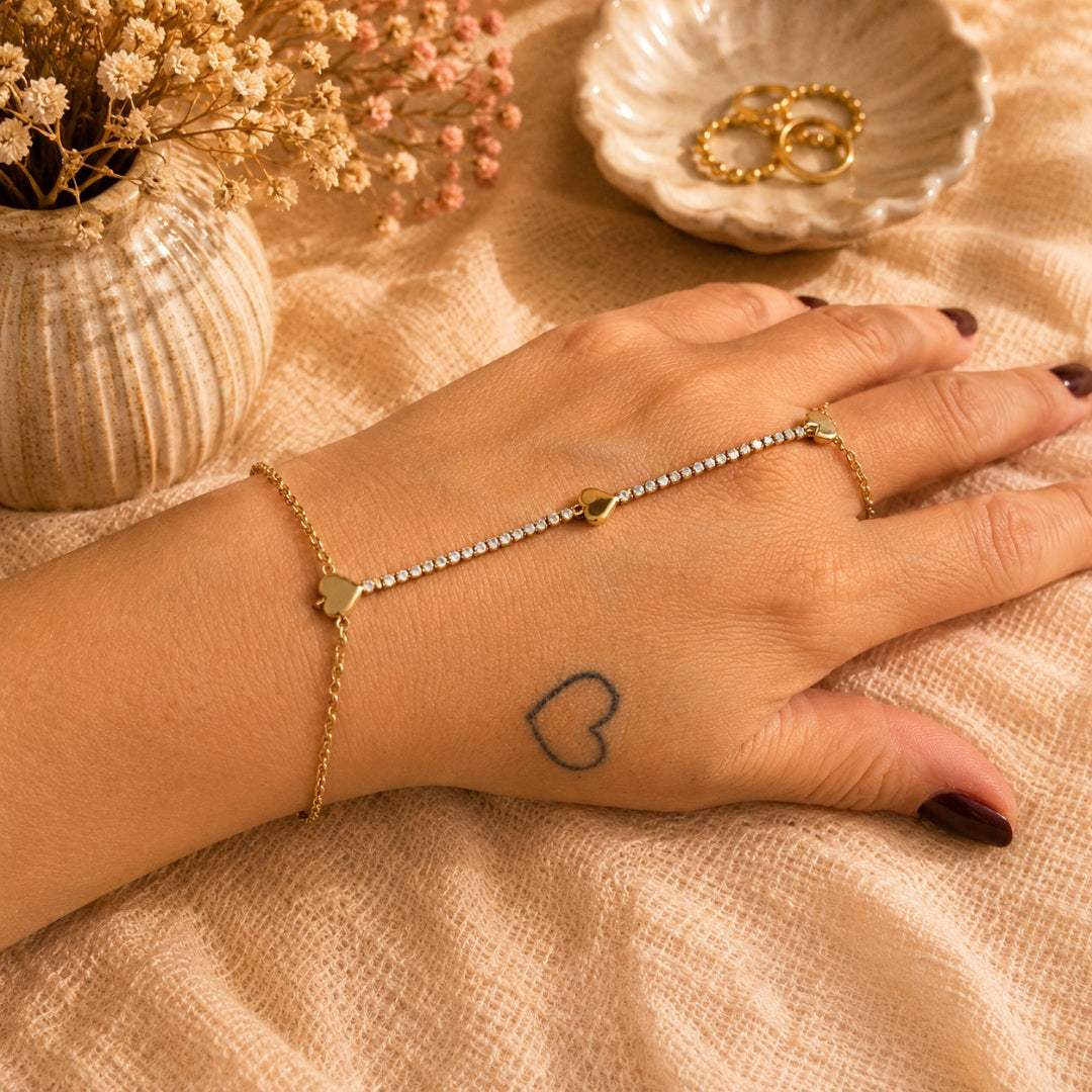 Catena da mano Cuore Strass