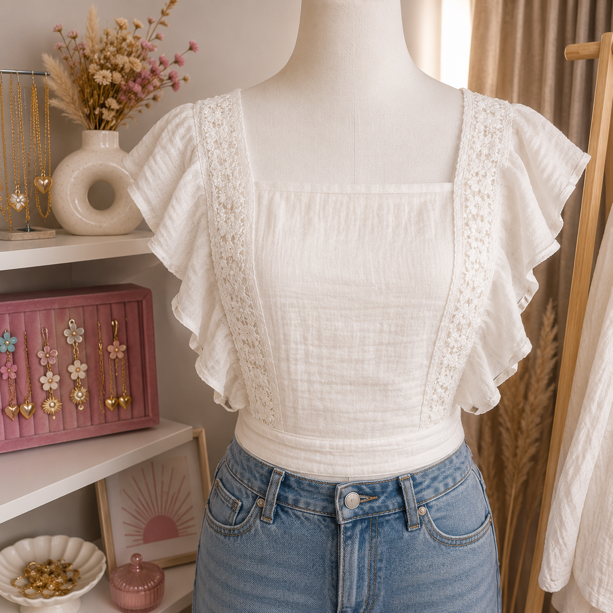 Top dentelle Bohème Beige