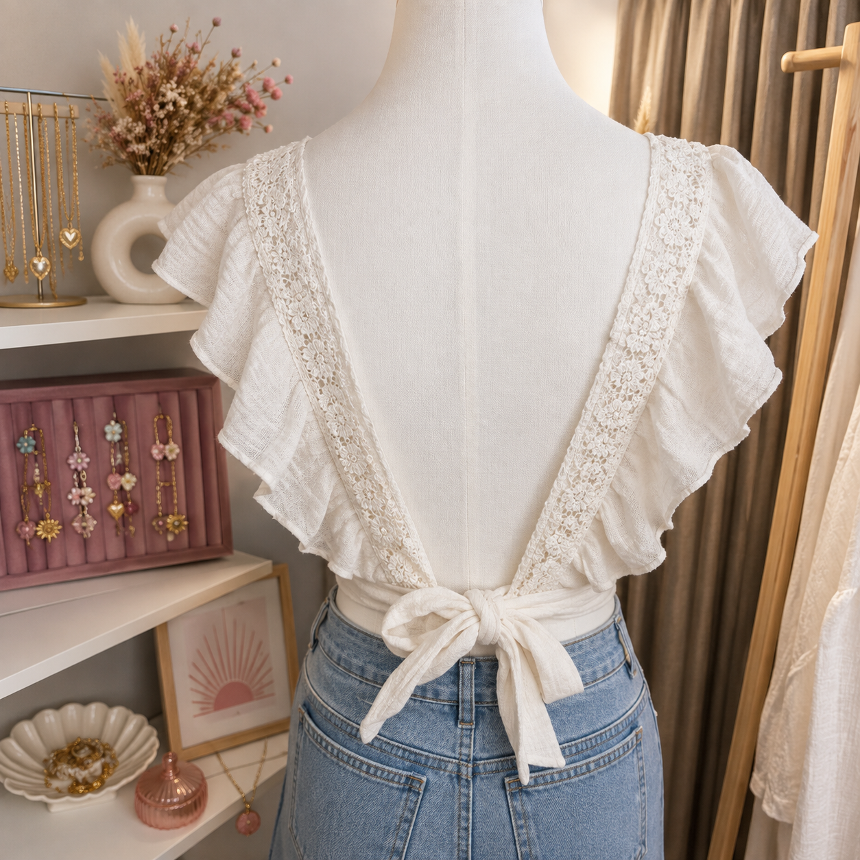 Top dentelle Bohème Beige