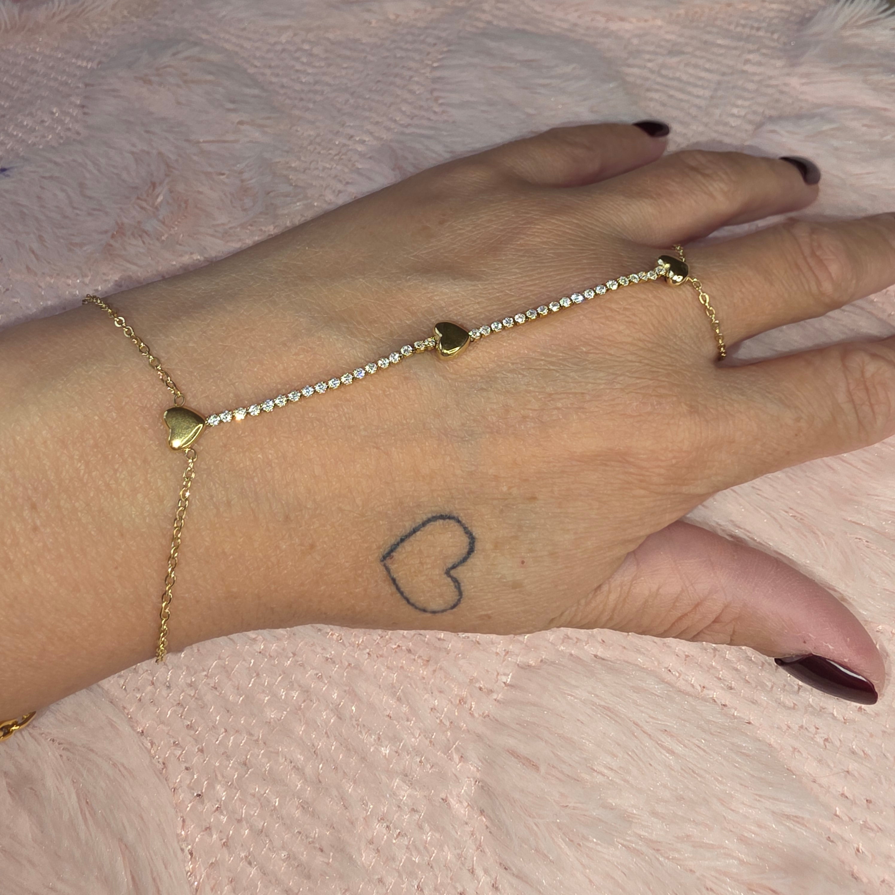 Chaîne de main Cœur Strass
