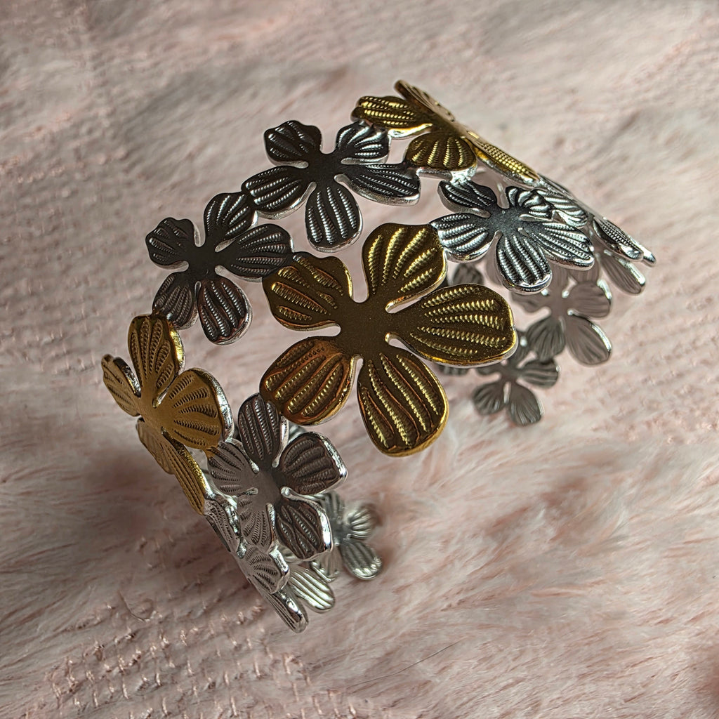 Bracelet Fleurs Bicolore