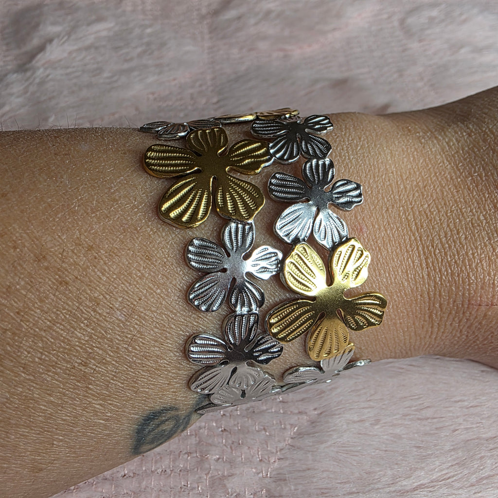 Bracelet Fleurs Bicolore